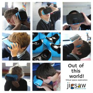 montage image of virtual reality headsets in use