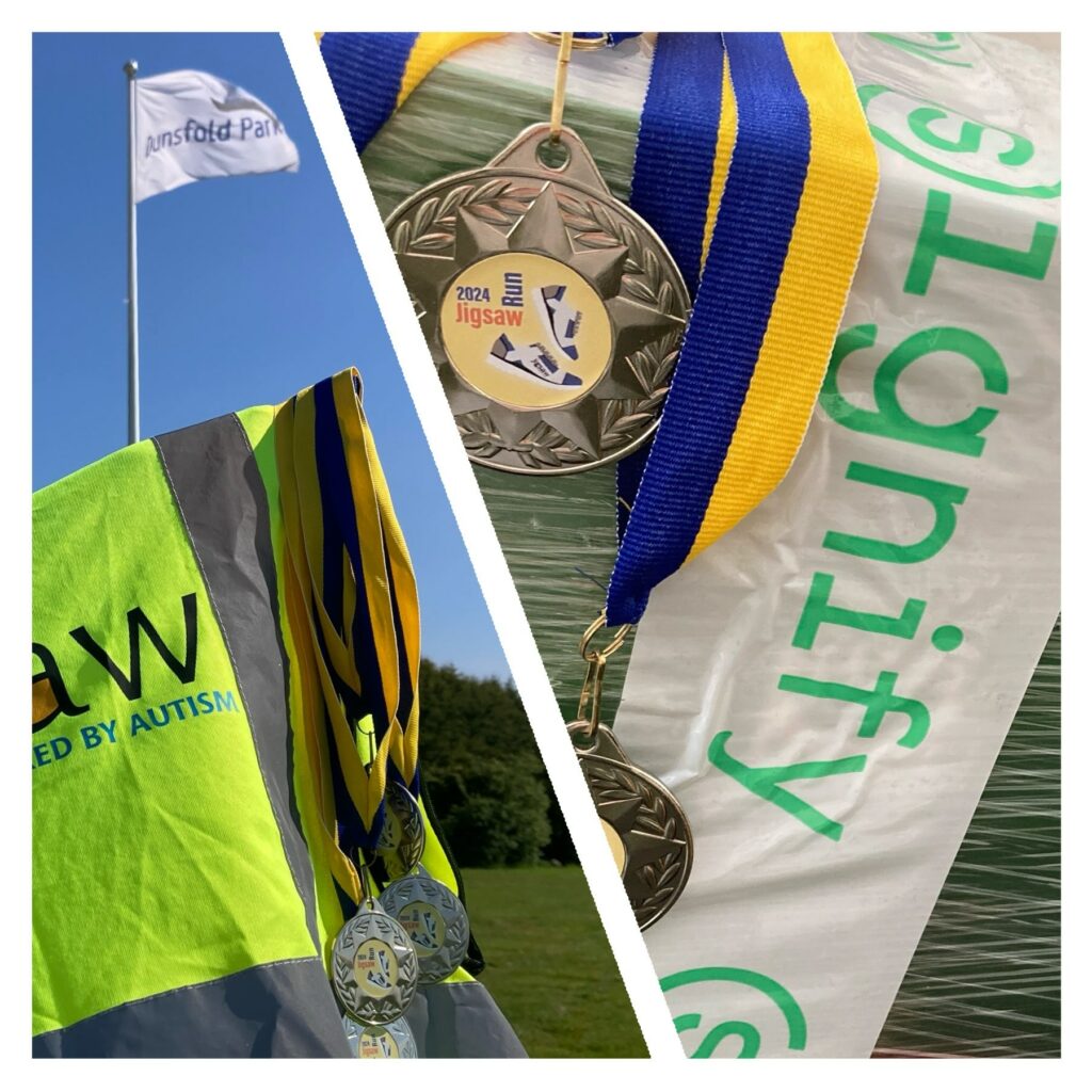 Jigsaw Run Dunsfold Park Flag and Signify Medals